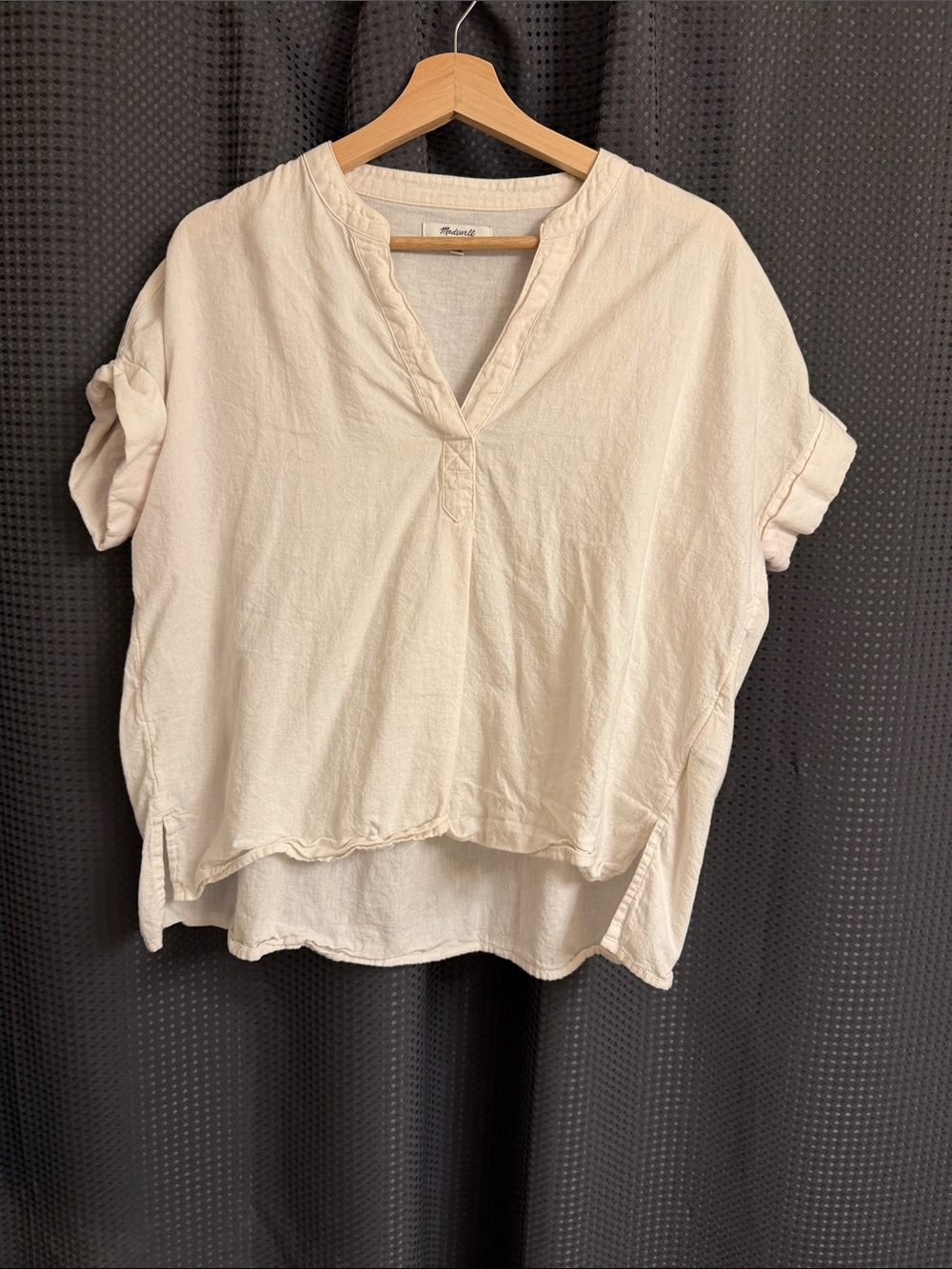 Madewell Relaxed Cream Split-Neck Boxy Top